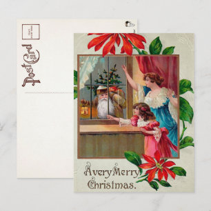 Viktorianische Snooping Santa Postcard Postkarte