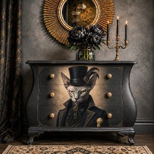Viktorianische Sphynx-Katze Gentleman-Decoupage-Ti Seidenpapier