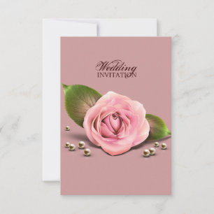 viktorianische staubige Rose Blume duskyrosa Hochz Einladung