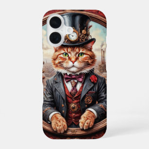 Viktorianische Steampunk-Adelskatze mit Zylinderhu iPhone 16 Hülle