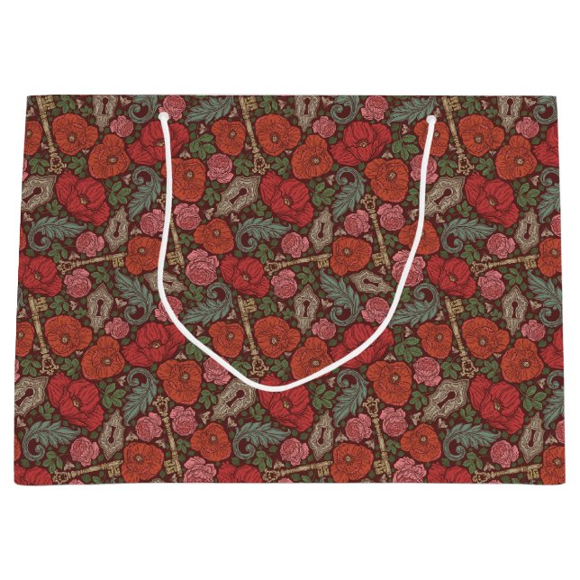 Viktorianische Steampunk Alte Lock-Taste rote Pflö Große Geschenktüte (Vorderseite)