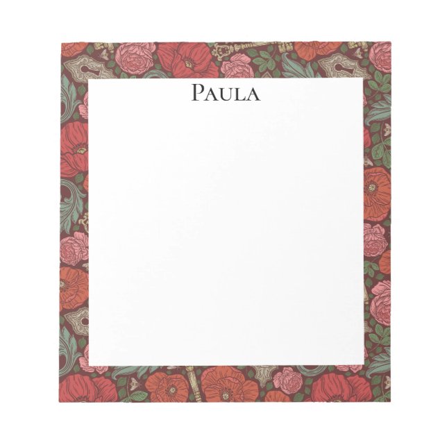 Viktorianische Steampunk Alte Lock-Taste rote Pflö Notizblock (Vorderseite)