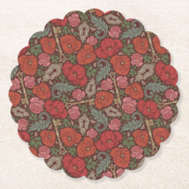 Viktorianische Steampunk Alte Lock-Taste rote Pflö Untersetzer