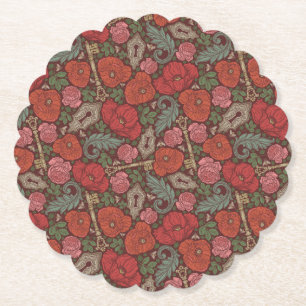 Viktorianische Steampunk Alte Lock-Taste rote Pflö Untersetzer