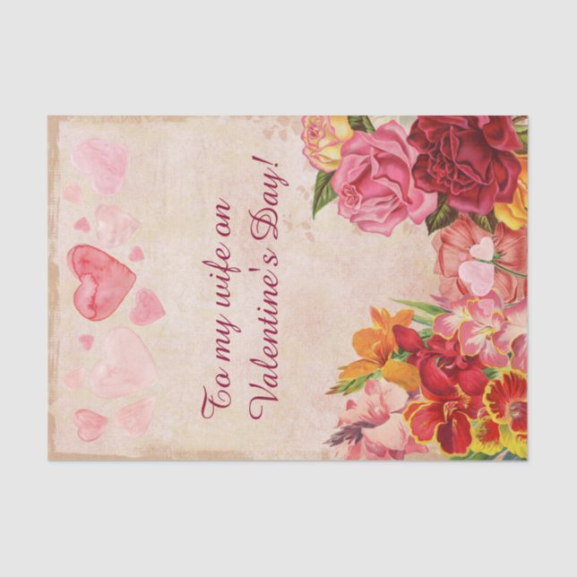 Viktorianische Steampunk-Blume Herzens Valentinsta Seidenpapier (Vorderseite)