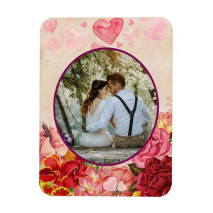 Viktorianische Steampunk-Blumen-Herzen Valentinsta Magnet