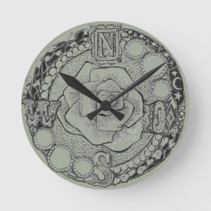 Viktorianische Steampunk-Compass-Rose Runde Wanduhr