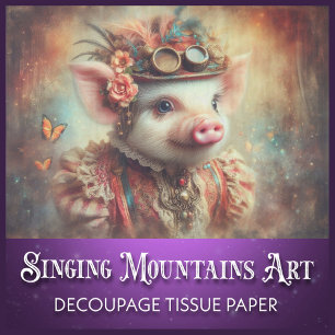 Viktorianische Steampunk-Dame Schwein Decoupage Seidenpapier