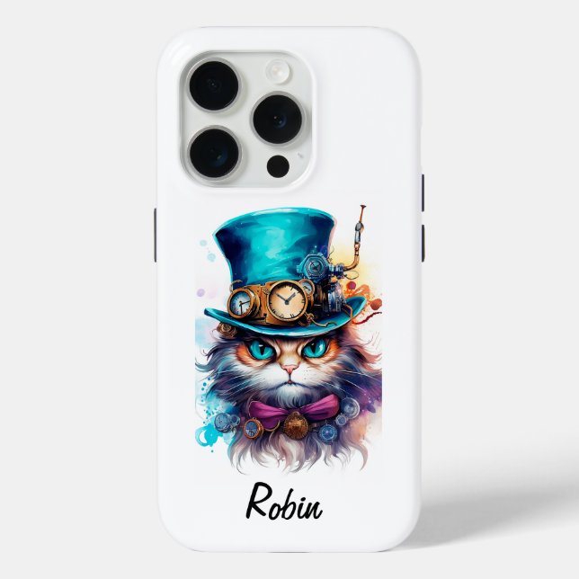 Viktorianische Steampunk-farbige Katze Case-Mate iPhone Hülle (Rückseite)
