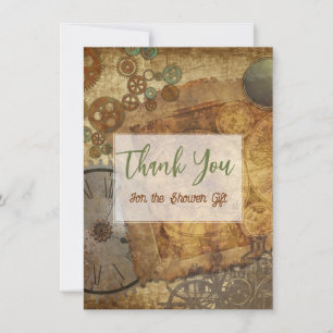 Viktorianische Steampunk-Flat-Thank-You-Karten Dankeskarte