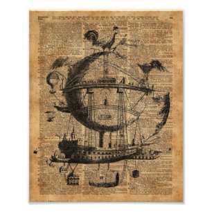 Viktorianische Steampunk-Flugmaschine Fotodruck