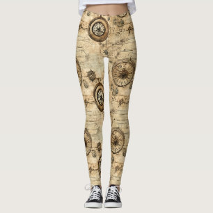 Viktorianische Steampunk-Maschinerie Sepia-Braun Leggings