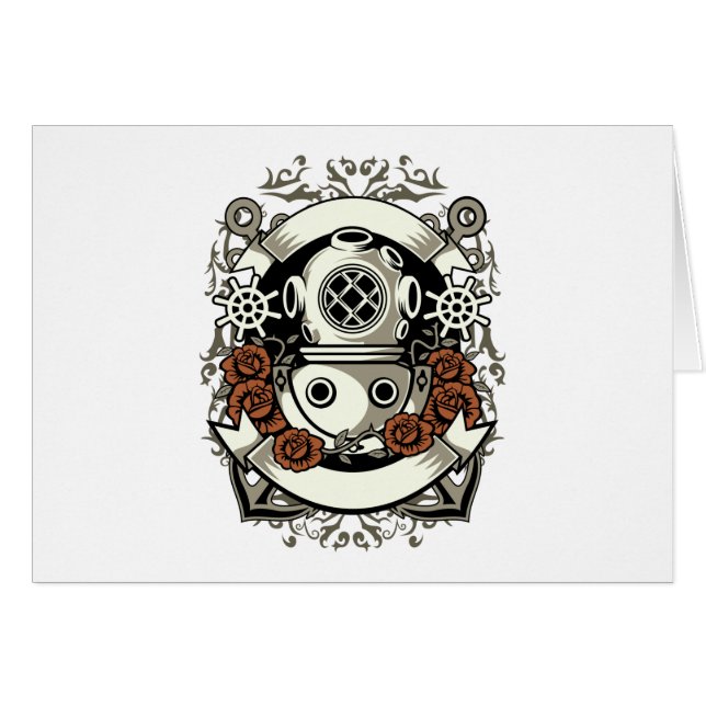 Viktorianische Steampunk-Tiefseetaucher-Rote Rosen (Vorderseite (Horizontal))