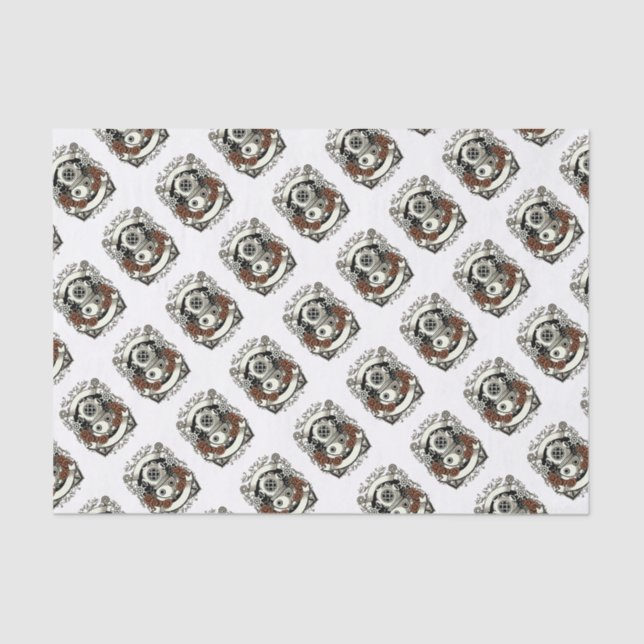 Viktorianische Steampunk-Tiefseetaucher-Rote Rosen Seidenpapier (Vorderseite)