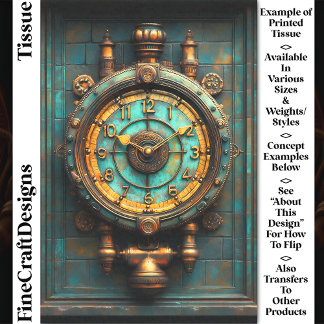Viktorianische Steampunk-Uhr CZ2-Decoupage Seidenpapier