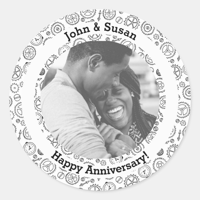 Viktorianische Steampunk-Uhren mit weißem und schw Runder Aufkleber (Vorderseite)