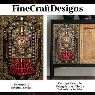 Viktorianische Steampunk Zugmaschine G8 Decoupage Seidenpapier