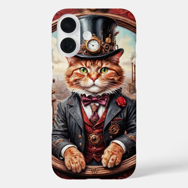 Viktorianische Steampunkkatze mit Top-Hutabdeckung Case-Mate iPhone Hülle (Rückseite)