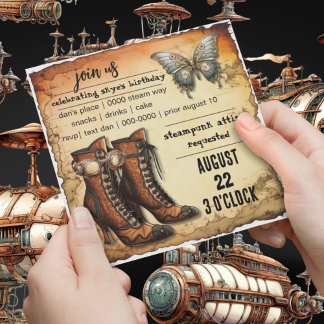Viktorianische Stiefel | Steampunk Butterfly | Geb Einladung
