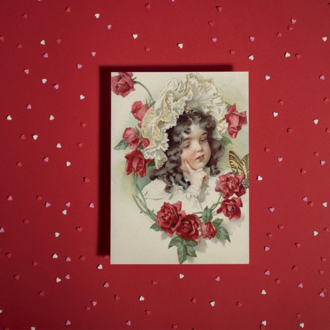 Viktorianische Süsse mit rote Rosen Postkarte (Von Creator hochgeladen)