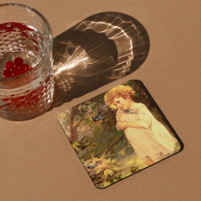 Viktorianische Süsse mit Vögeln Rechteckiger Pappuntersetzer (Von Creator hochgeladen)