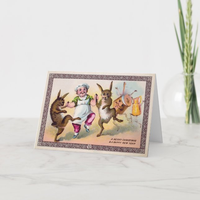 Viktorianische Tanzkarte Feiertagskarte (Vorderseite)