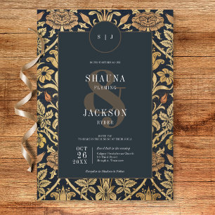 Viktorianische Tapestry William Morris Floral Wedd Einladung