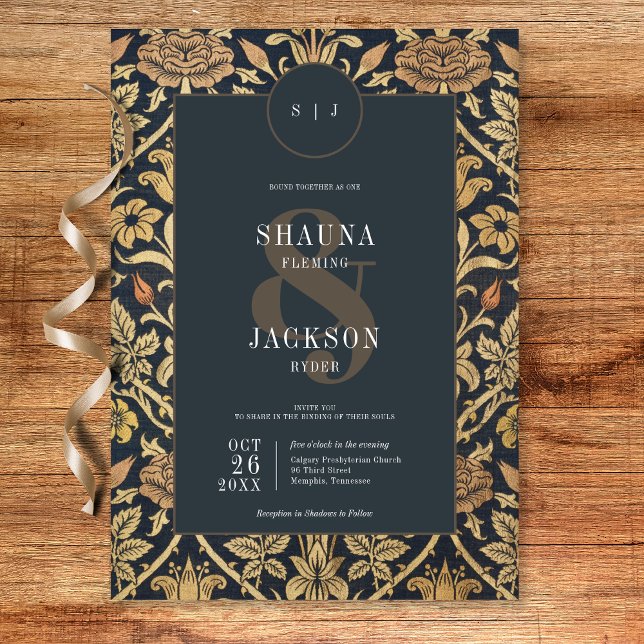 Viktorianische Tapestry William Morris Floral Wedd Einladung (Victorian Tapestry William Morris Floral Wedding Invitation)