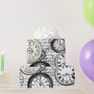 Viktorianische Taschenuhr Collage Alice im Wunderl Geschenkpapier