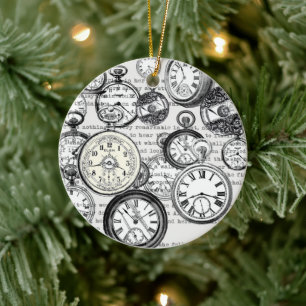 Viktorianische Taschenuhr Collage Alice Wunderland Keramik Ornament