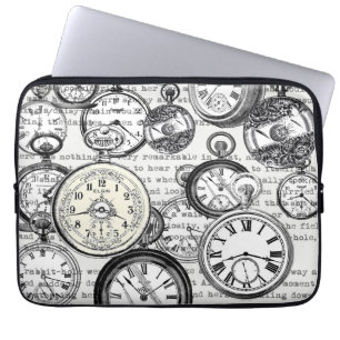 Viktorianische Taschenuhr Collage Alice Wunderland Laptopschutzhülle