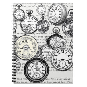 Viktorianische Taschenuhr Collage Alice Wunderland Notizblock