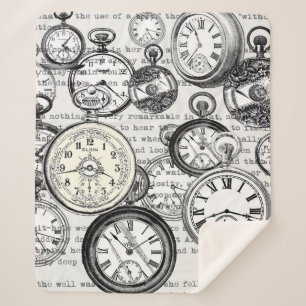Viktorianische Taschenuhr Collage Alice Wunderland Sherpadecke