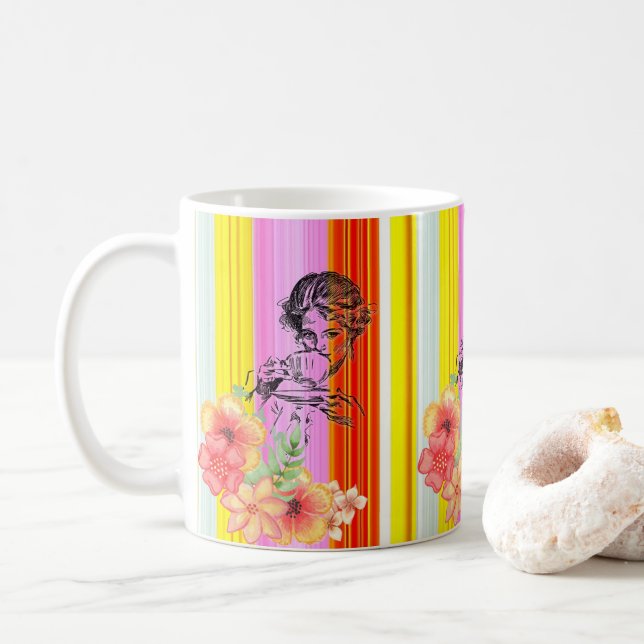 Viktorianische Tasse Streifen (Mit Donut)