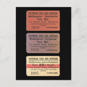 Viktorianische Taxi-Busfahrkarten Postkarte