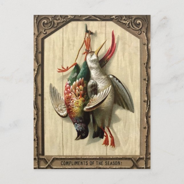 Viktorianische Tote Vögel Weihnachten Postkarte (Vorderseite)
