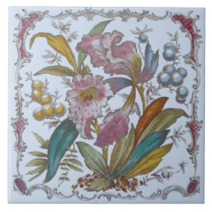 Viktorianische Transferware Floral Tile c1880 Fliese