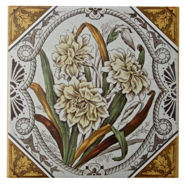 Viktorianische Transferware-Tile der 1880er Jahre Fliese (Vorderseite)