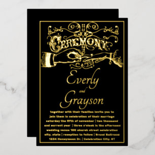 Viktorianische Typografie Elegante schwarze golden Folieneinladung