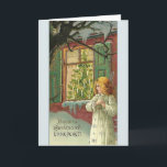 Viktorianische Ungar Karácsonyi Weihnachtskarte Feiertagskarte<br><div class="desc">Vintage/viktorianische ungarische Weihnachtsgrußkarte.  Reizender Engel,  der einen schönen Weihnachtsbaum bewundert!  Boldog Karácsonyi Ünnepeket!  Frohe Weihnachten!</div>