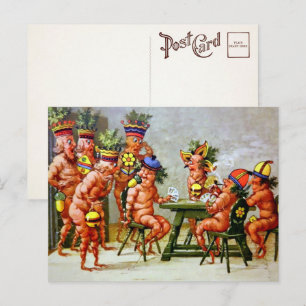 Viktorianische ungerade Karren Kartenspielen Postk Postkarte