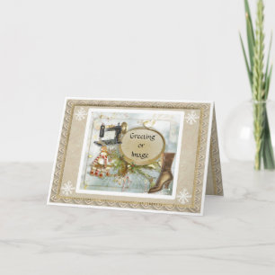 Viktorianische Urlaubskarte Seamstress Feiertagskarte