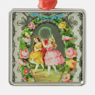 Viktorianische Valentine-Karte Silbernes Ornament