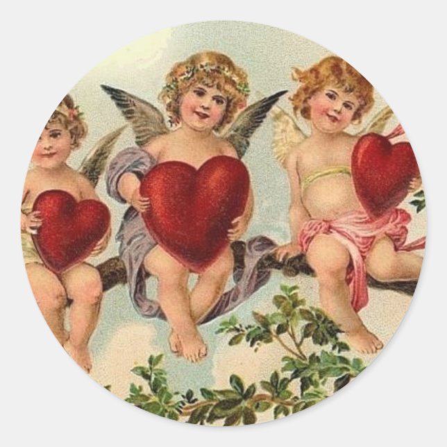 `Viktorianische Valentinkupfer-Sticker Runder Aufkleber (Vorderseite)