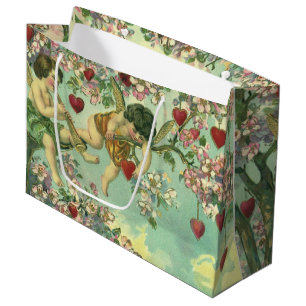 Viktorianische Valentinstag-Cupids Vintage-Herzbau Große Geschenktüte