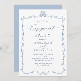 Viktorianische Verziert-Grace Dusty Blue ENGAGEMEN Einladung