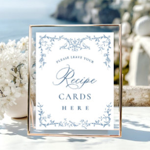 Viktorianische Verzierte, blaue Blumenrezeptionska Poster