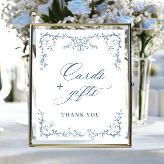 Viktorianische Verzierte blaue Karten und Geschenk Poster (Von Creator hochgeladen)