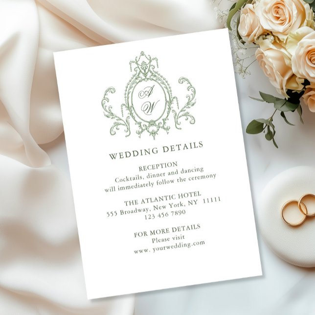 Viktorianische Verzierte Blumenblätter Grüne Hochz Begleitkarte (Von Creator hochgeladen)