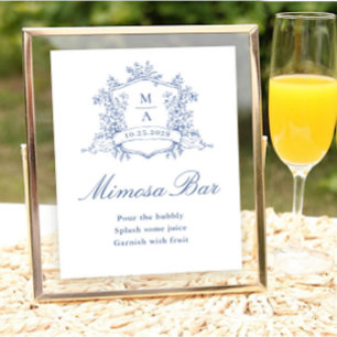 Viktorianische Verzierte Blumendusty Blue Mimosa B Poster